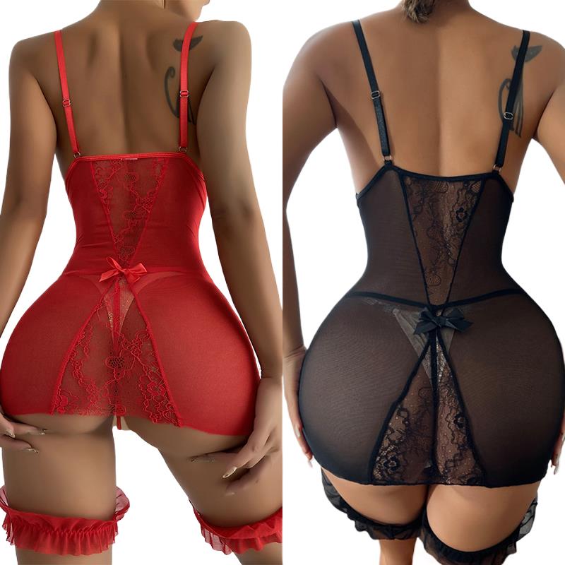 Babydoll Chemise Night - Abito da notte trasparente con scollo